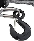XRC Universal Synthetic Winch Rope Silver with Stainless Thimble and Coated Hook close-up