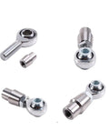 Top Tier 4 Pack 5/8 Inch 18 Thread Heim Ball Bearing Rod Ends with Spacers showing silver metal construction for steering control.