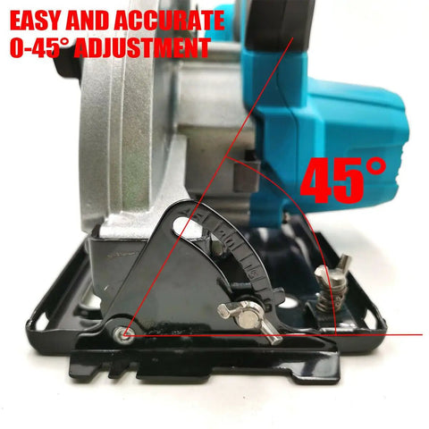 No Cord Hassle Cordless Circular Saw 18V Lithium Power Tool with adjustable 0-45 degree angle for precise cutting.