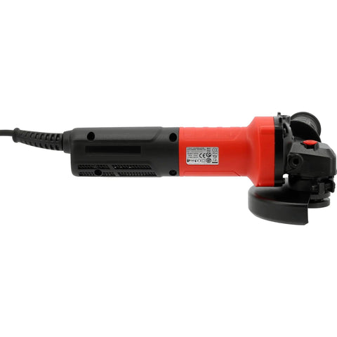 Professional Brushless Angle Grinder With 1300W Cordless Battery And 125mm Grind Size, featuring a side view with a black and red design.
