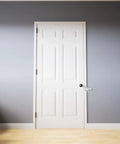 Heavy Duty Steel Door Defense Lock And Tough As Nails Kickproof Security Brace For Home Reinforcement installed on a white door.
