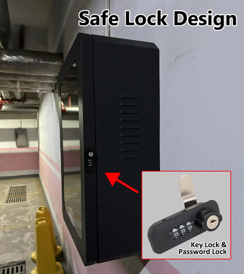 No Nonsense Wall Mount EV Charger Enclosure Locking Heavy Duty Outdoor Electric Vehicle Armor Box with secure key lock and password lock.
