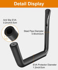 Detail display of Heavy Duty Kayak Wall Mount 15 Inch hooks showing anti-slip EVA padding, steel dimensions, and construction details.