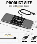 No Mess Top Tier Wireless Charging Pad With 20W Fast Charge For GMC Sierra EV 2024 To 2026, 6.1in x 2.95in size with USB cable.