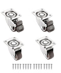 1 Inch Plate Caster Wheels Low Profile Swivel Casters Set Of 4 Heavy Duty 99 Lb Capacity With Brakes Quiet Rubber Wheels Small Locking Castors