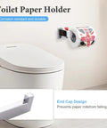 Wall-mounted toilet paper holder from Five Piece Bathroom Hardware Set with polished stainless steel, rust-free finish.
