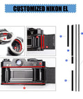 Customized Nikon El camera with detailed foam seal placements. Sleek Precision Cut Self Adhesive Light Seal Foam Sponge Replacement Kit For Nikkormat El 35Mm Film Camera Vintage Photography Gear Fix Straight Up Slick And Standout Quality.