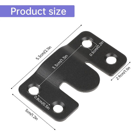 Heavy Duty Stainless Steel Picture Hanging Brackets With Slick Black Interlocking Wall Hooks showing product size measurements.
