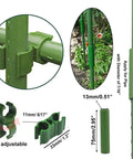 All In One Garden Trellis Kit With Plant Clips And Stake Connectors Includes Six A Type Joints Twelve Extenders Twenty Four Rotatable Plant Clips Twenty Plant Clips And Ninety Eight Point Four Feet Of Plant Ties For A Medium Sized Garden Trellis showing connectors and clips measurements.