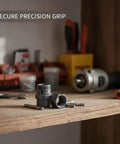 Rotary Tool Chuck And Nut Set With High Speed Steel For No Slip, Rock Solid Grip On Bits In Woodworking And Metal Grinding, Stable Bit Retention For Precise Carving, Grinding, And Drilling Tasks on workbench