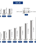 1/4-20 inch Flat Head Binding Screws sizes 1/4×1 to 1/4×3.5 inch crafted from 18-8 304 stainless steel.