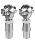 Pro Grade Chromoly Heim Joint Rod End Kit Two Piece Set with Left Thread Sealed Ball Bearings showing chrome finish and spherical design.