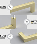 Close-up details of Top Shelf 30 Pack Brushed Gold Cabinet Pulls 6-1/4 Inch showing tight connection and electropolishing.