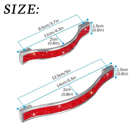 Top Tier Red Crystal Drawer Pulls For Cabinets And Dressers Hella Sparkly Boho Chic Furniture Hardware With Bombproof Screws Dead Simple Refresh Install Four Piece Kit with size details