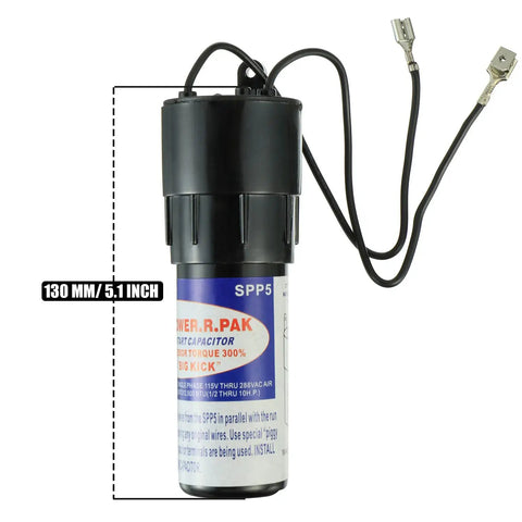 Heavy Duty Hard Start Capacitor Relay Keeps Your Air Conditioner Running Slick Boosts Compressor Startup Torque By Three Hundred Percent Stops Premature Motor Burnout Fits Half Through Ten Horsepower Ac Units On 115 To 288 Volt Power with wiring and labeled specifications.
