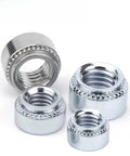 M12 X 1 Self Clinching Nuts 10 Pack Round Head Rivet Bolts Carbon Steel Galvanized Metal Sheet Fasteners in assorted sizes.