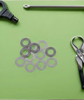 High Strength Thrust Needle Roller Bearings With Washers Set Of 4 Steel Flat Needle Roller Bushings Industrial Grade Axial Load Support with tools.