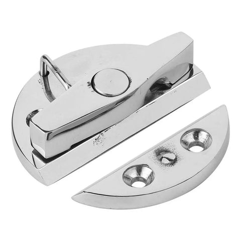 High Caliber 316 Stainless Steel Round Turn Button Latch With Built In Positive Stop for marine use and secure access.