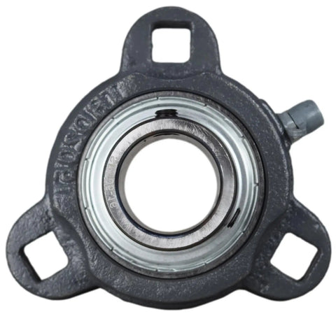 One Inch Three Bolt Flange Pillow Block Bearing Compatible With Sbtrd205-16G And Fhsf3x205-16G top view showing sturdy cast iron design.