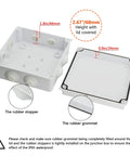 Rugged ABS Junction Box IP65 Waterproof Dustproof Enclosure, Universal Surface Mount Electrical Box White 5.9 x 5.9 x 2.8 Inches with lid and gasket