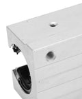 SBR30LUU Linear Guide Pillow Block With Hardened Chrome Steel Shaft And Heavy Duty Aluminum Housing, showing inner seals for smooth operation.
