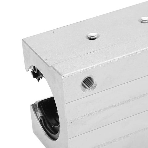 SBR30LUU Linear Guide Pillow Block With Hardened Chrome Steel Shaft And Heavy Duty Aluminum Housing, showing inner seals for smooth operation.