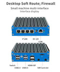 Desktop Soft Router with four LAN ports and USB connections for Dope Fanless Mini PC With Intel J6412 Processor Quad Core.