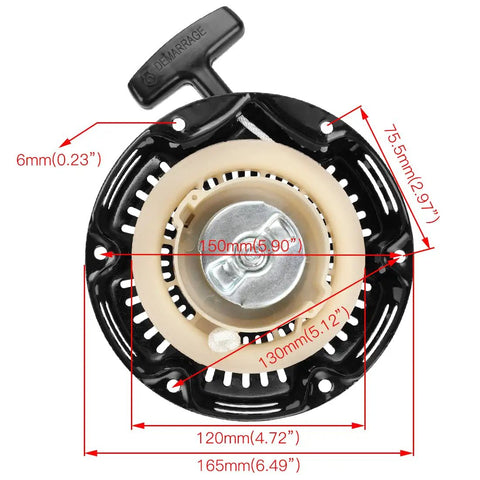 Pull Start Recoil Starter Assembly for Predator 79cc 98cc 99cc 100cc Mini Bike Go Kart Coleman CT100U dimensions