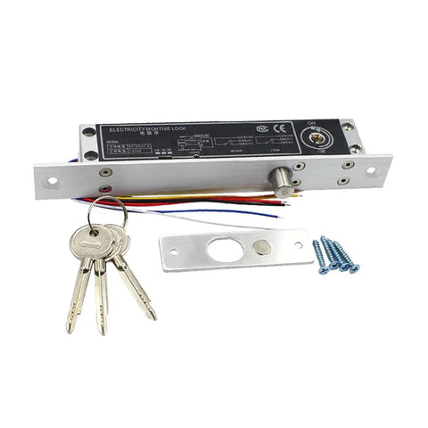 Rock Solid DC12V Electric Drop Bolt Lock With Manual Override Cylinder For Door Access Control components with keys and screws
