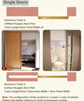 Champagne Gold Box Rail Kit For Sliding Barn Doors Featuring Heavy Duty Build with four wheel stainless steel nylon pulley set.