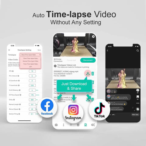 Auto Time-lapse interface for Heavy Duty 3D Printer Camera With Wifi Remote Monitoring And Auto Time Lapse For Makers No Sweat Plug And Play Setup Includes 32Gb MicroSD Card Total Game Changer For Print Tracking.