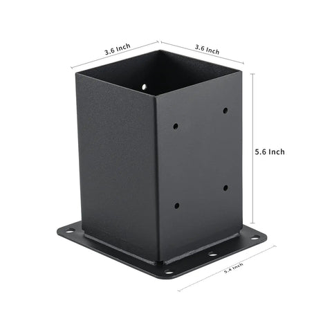 Built Tough 4x4 Post Base Kit Set Of 4 With 13 Gauge Solid Steel And Black Powder Coat Inner Opening 3.6x3.6 Inches Deck Post Brackets For Porch Railings Pergolas Fences Gazebos Mailbox Posts