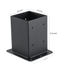 Front view of 4x4 Post Base 8 Pack Beefy Heavy Duty Solid Steel Post Anchors With Black Powder Coat 5.6 inch for decks and fences