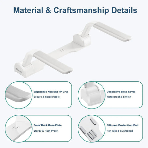 Adjustable Toilet Safety Rail With Rock Solid No Slip Handles Hassle Free Bathroom Assist Bar For Elderly Big Time Stability Quick Install Wide Arm Waterproof Grip with ergonomic non-slip handles and sturdy base.