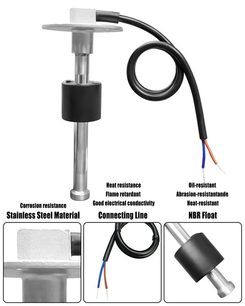 10 Inch 0 To 90 Ohms Fuel Sender Unit For Boat Marine Tank And Cars Trucks Buses Universal Fuel Water Level Sending Gauge Sensor with stainless steel construction.
