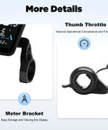 Brushless Electric Bicycle Controller Kit 36V And 48V 750-1200W With FOC Sine Wave For Ultra Quiet, Ultra Smooth Ride, Effortless City Commute, Weekend Cruisin, And Quick Performance Upgrades. black thumb throttle and meter bracket