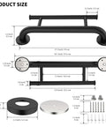 Rock Solid Oil Rubbed Black Grab Bar With Towel Holder For Bathtub And Shower Durable 304 Stainless Steel dimensions and installation parts.