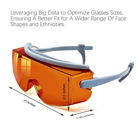 Top Shelf Laser Safety Glasses With Od6 Plus Uv400 Filter For Tattoo And Pmu Removal Techs, 6 inches width for diverse face fits.