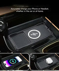 Straight Up Fast Wireless Charger For GMC Sierra 1500 2500 3500 Ev Center Console, charging pad with rubber grip in vehicle.