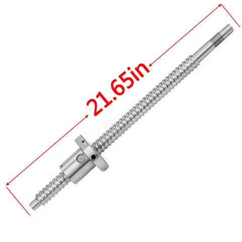 Rock Solid Anti Backlash Ball Screw With Single Nut 12 mm Diameter 4 mm Pitch 550 mm Carbon Steel Lead Assembly For Cnc Routers And Grinders shown with 21.65 in measurement.
