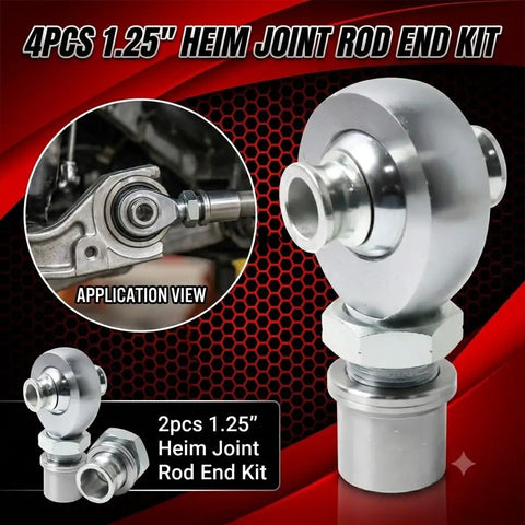 Knockout Beefy Heim Joint Rod End Kit Machined From Top Shelf Heat Treated Chromoly Steel Featuring A Slippery Hard Chrome Sleeve for 1.25" use.