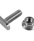 M8 Hammer Head Solar Screws Built From Top Shelf 304 Stainless Steel For Rock Solid Panel Mounting and Heavy Duty Rack Fastening with a nut.
