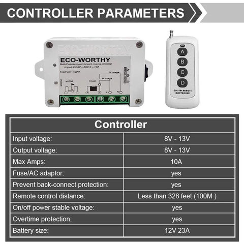 Tough As Nails 12V Linear Actuator 18 Inch Stroke 3000N controller with digital remote and specifications on design