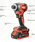 Top Shelf 21V Brushless Cordless Drill And Impact Driver Combo with ergonomic grip and digital control panel.