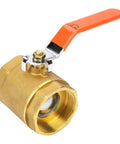 Bulletproof Brass Ball Valve Two Inch Shut Off with orange handle, heavy duty for water, oil, gas flow control.