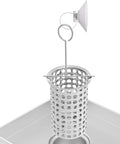 Ridiculously Fast Shower Drain Strainer With Pop Up Hair Catcher Basket and Attached Lifting Hook in brushed stainless steel design.
