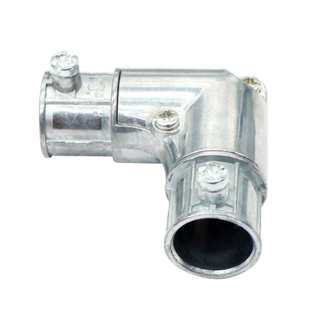 Ten Pack One Half Inch EMT To EMT 90 Degree Inside Corner Pulling Elbows Zinc Die Cast Conduit Fittings Cap Elbow With Set Screw Combo Head CULus Listed