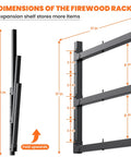Dimensions diagram of Heavy-Duty Wall Mounted Lumber Rack, Beefy Three-Tier Garage Shelf in black showing 31.5 in height and 17 in width.