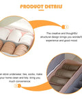 Top view of Six Piece Plastic Underwear Organizer Box For Drawer Dividers And Sock Keeper Keeps Your Lingerie Tight And Squared Away For A Really Slick Closet Setup with compartments holding socks.