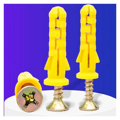 Self Tapping Screws Kit With Stainless Steel Expansion Anchors Cross Tip Design Wall Anchors And Screws M6x40, yellow anchors